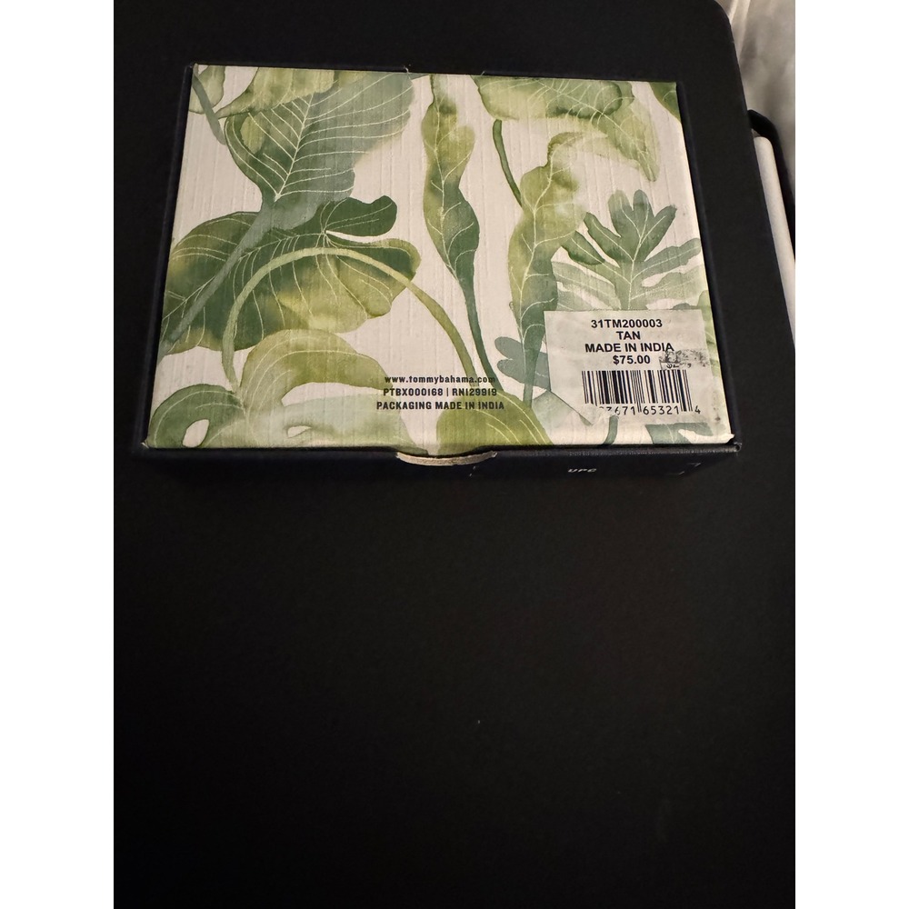Tommy Bahama Mens Leather Card Case Wallet Slim Tan Nordstrom New with Box - Picture 6 of 6